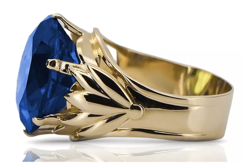 Saphir Or jaune 14 carats Anneau Style vintage vrc029y